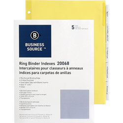 Business Source Binder Indexex, 2 in Tabs, 11'' x 8-1/2 in, 5-Tab, 50ST/BX