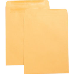 Business Source Catalog Envelopes, w/Adhesive Strip, Plain, 10 in x 13 in, Kraft