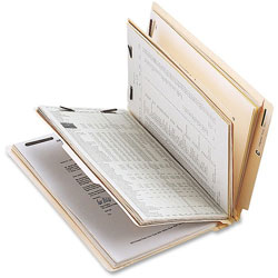Business Source Classification Folders, w/Fasteners, 2 Dividers, Ltr, 10/BX, Manilla