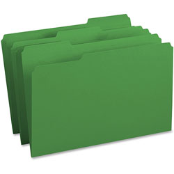 Business Source Color Coding File Folders, 1/3Cut, 9-1/2 in x 14 in, Legal, 100/BX, GN