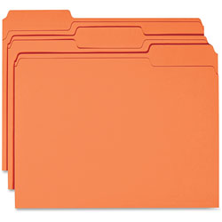 Business Source Color File Folder, 1/3 Cut, 100/BX, Orange