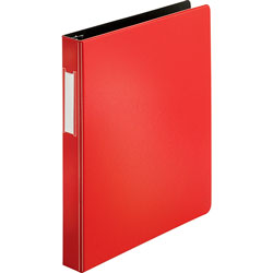 Business Source D-Ring Binder w/Label Holder, Heavy-Duty, 1 in, Red