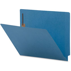 Business Source Fastener Folders, 2-Ply End Tab, 2 Fastener, Letter, 50/BX, Blue