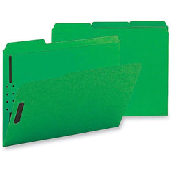 Business Source Fastener Folders, w/2-Ply Tab, 1/3 AST Tab, Ltr, 50/BX, Green