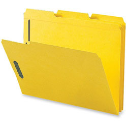 Business Source Fastener Folders, w/2-Ply Tab, 1/3 AST Tab, Ltr, 50/BX, Yellow