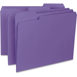 Business Source File Folder, Interior, Letter, 1/3 in Cut, 100/BX, Purple
