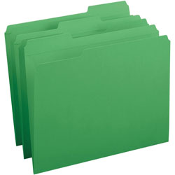 Business Source Folder, 1/3-Cut Tab, 10-1/5 inx12-1/5 inx3-2/5 in , 100/BX, Green