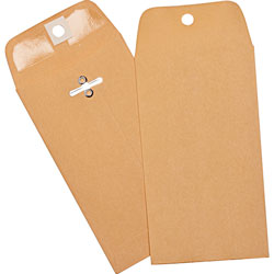 Business Source Heavy-duty Clasp Envelopes, 3-3/8 in x 6 in, Brown Kraft
