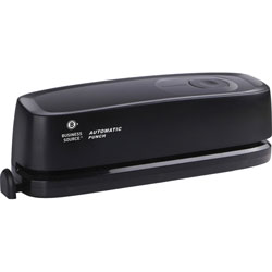 Business Source Hole Punch,Electric,3-Hole,10 Sht Cap.,5-1/5 inX5-1/2 inX4 in ,Bk
