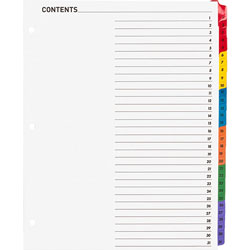 Business Source Index Dividers w/TOC Page, 1-31, 8-1/2 inx11 in, 31 Tabs/ST, Multi