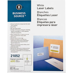 Business Source Mailing Label, Laser, 3-1/3"x4", 600/PK, White