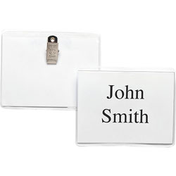 Business Source Name Badge Kit,Top-Loading,w/Clip,2-1/4 inx3-1/2 in,50/BX,Clear