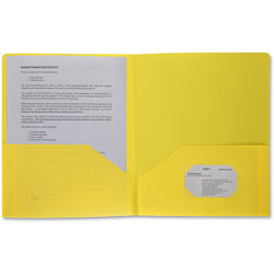 Business Source Poly Portfolio, 2 Pocket, Letter, .3mil, Yellow