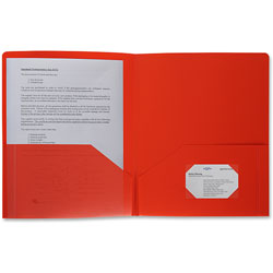 Business Source Poly Portfolio, 2 Pocket, Letter, .3mil, Red