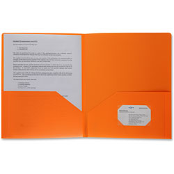 Business Source Poly Portfolio, 2 Pocket, Letter, .3mil, Orange