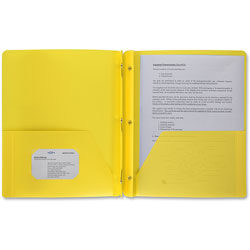 Business Source Poly Portfolio, 3 Prong, 2 Pockets, Letter, .3mil, Yellow