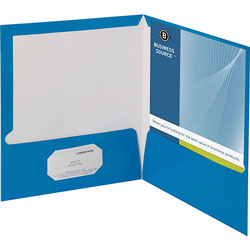 Business Source Report Covers With Business Card Holder, Blue