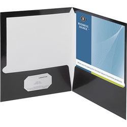 Business Source Report Covers With Business Card Holder, Black