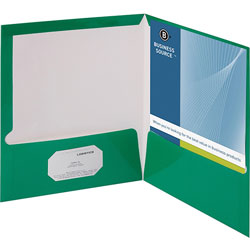 Business Source Report Covers With Business Card Holder, Green