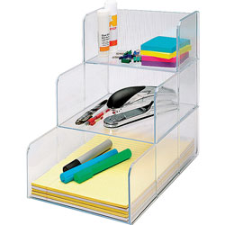 Business Source Storage Organizer, 3 Compartment, 12 inx9-3/8 inx12 in, Clear