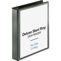Business Source View Binder, Slant Ring, 1-1/2 in Capacity, Letter, Black