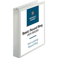 Business Source View Binders, w/2 Inside Pockets, 1-1/2 in Capacity, 4/BD, White