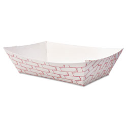 Boardwalk Paper Food Baskets, 2lb Capacity, Red/White, 1000/Carton