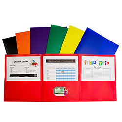 C-Line Letter Pocket Folder - 8 1/2 in x 11 in - 3 Internal Pocket(s) - Black, Blue, Green, Orange, Red, Purple, Yellow