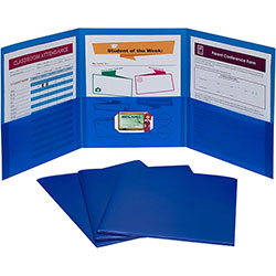 C-Line Letter Pocket Folder - 8 1/2 in x 11 in - 3 Internal Pocket(s) - Blue