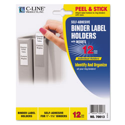 C-Line Self-Adhesive Ring Binder Label Holders, Top Load, 1 x 2 13/16, Clear, 12/Pack (CLI70013)
