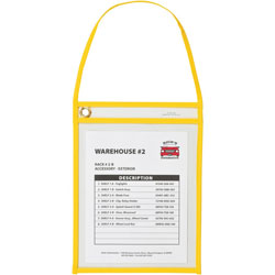 C-Line Shop Ticket Holder, W/Strap, 9 inWx12 inH, 15/Bx, Yellow/Clear
