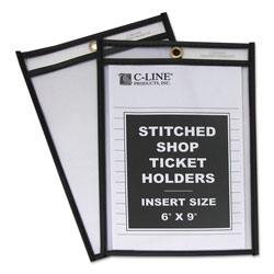 C-Line Shop Ticket Holders, Stitched, Both Sides Clear, 50 Sheets, 6 x 9, 25/Box (CLI46069)