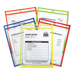 C-Line Stitched Shop Ticket Holders, Neon, Assorted 5 Colors, 75 in, 9 x 12, 25/BX