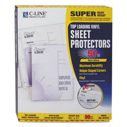 C-Line Super Heavyweight Vinyl Sheet Protectors, Nonglare, 2 Sheets, 11 x 8 1/2, 50/BX (CLI61018)