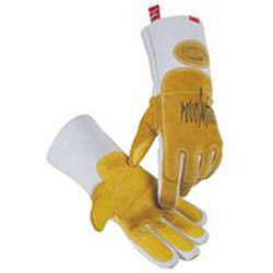 Caiman Revolution Welding Gloves, Pig Grain Leather, Large, White/Gold