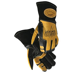 Caiman Revolution Welding Gloves, Cow Grain Leather, X-Large, Black/Gold