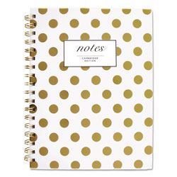 Cambridge Gold Dots Hardcover Notebook, 1 Subject, Wide/Legal Rule, White/Gold Dots Cover, 9.5 x 7, 80 Sheets