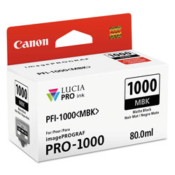 Canon 0545C002 (PFI-1000) Lucia Pro Ink, 80 mL, Matte Black
