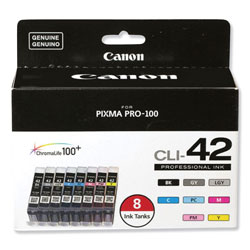 Canon 6384B007 (CLI-42) ChromaLife100+ Ink, Black; Cyan; Magenta; Yellow; Photo Cyan; Photo Magenta; Gray; Light Gray