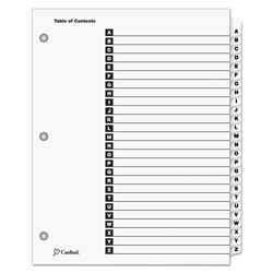 Cardinal OneStep Printable Table of Contents and Dividers, 26-Tab, A to Z, 11 x 8.5, White, 1 Set