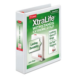 Cardinal XtraLife ClearVue Non-Stick Locking Slant-D Ring Binder, 3 Rings, 1.5 in Capacity, 11 x 8.5, White