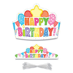 Carson Dellosa Student Crown, Birthday, 14.5 x 5.13, Assorted Colors, 30/Pack