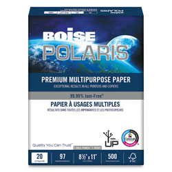 Boise POLARIS Premium Multipurpose Paper, 97 Bright, 3-Hole, 20lb, 8.5 x 11, White, 500 Sheets/Ream, 10 Reams/Carton