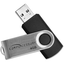 Compucessory Flash Drive, 4GB, Black/Aluminum