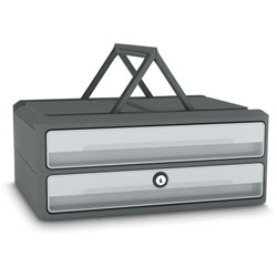 CEP MoovUp Secure Drawer Module - 2 Drawer(s) - 10.8 in, x 14.5 in x 5.7 in Depth - Desktop - Locking Drawer, Handle, Stackable, Key Locked - 100% Recycled - Polystyrene - 1 / Carton