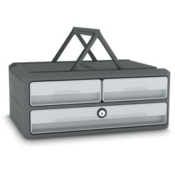 CEP MoovUp Secure Drawer Module - 3 Drawer(s) - 10.8 in, x 14.6 in x 5.7 in Depth - Desktop - Locking Drawer, Handle, Stackable, Key Locked - 100% Recycled - Polystyrene - 1 / Carton