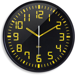 CEP Clock, Quartz, Contrasting, 11-4/5 inWx1-1/5 inLx11-4/5 inH, Black/Yellow