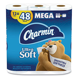 Charmin Ultra Soft Bathroom Tissue, Mega Roll, Septic Safe, 2-Ply, White, 224 Sheets/Roll, 12 Rolls/Pack, 4 Packs/Carton