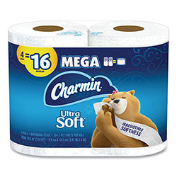 Charmin Ultra Soft Bathroom Tissue, Septic Safe, 2-Ply, White, 4 x 3.92, 264 Sheets/Roll, 4 Rolls/Pack