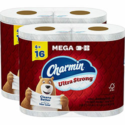 Charmin Ultra Strong Bath Tissue, 2 Ply, White, Strong, Textured, Long Lasting, Clog Safe, Septic Safe, For Bathroom, Toilet, 8/Carton